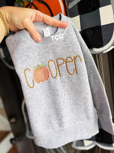 Embroidered Pumpkin Name Sweatshirt