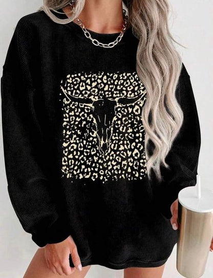 Western Skull Ribbed Crewneck - PREORDER