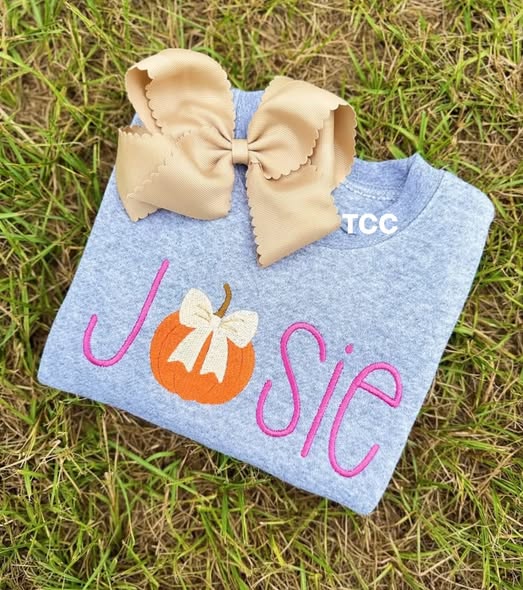 Embroidered Pumpkin Name Sweatshirt