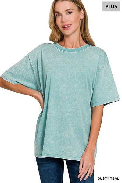 Dusty Teal Washed Tee (PLUS)